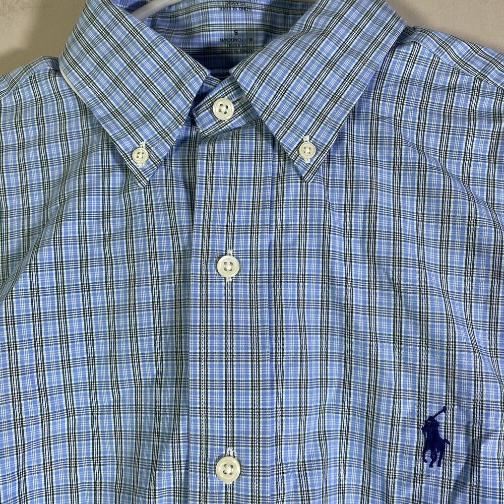 NWT Polo Ralph Lauren Long Sleeve Shirt Blue  Plaid Classic Fit Size Small